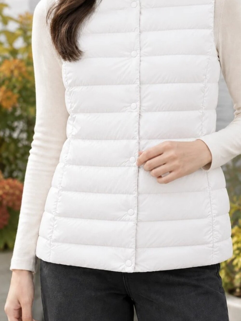 J Jill White Sleevelesss Puffer Quilted Vest XL